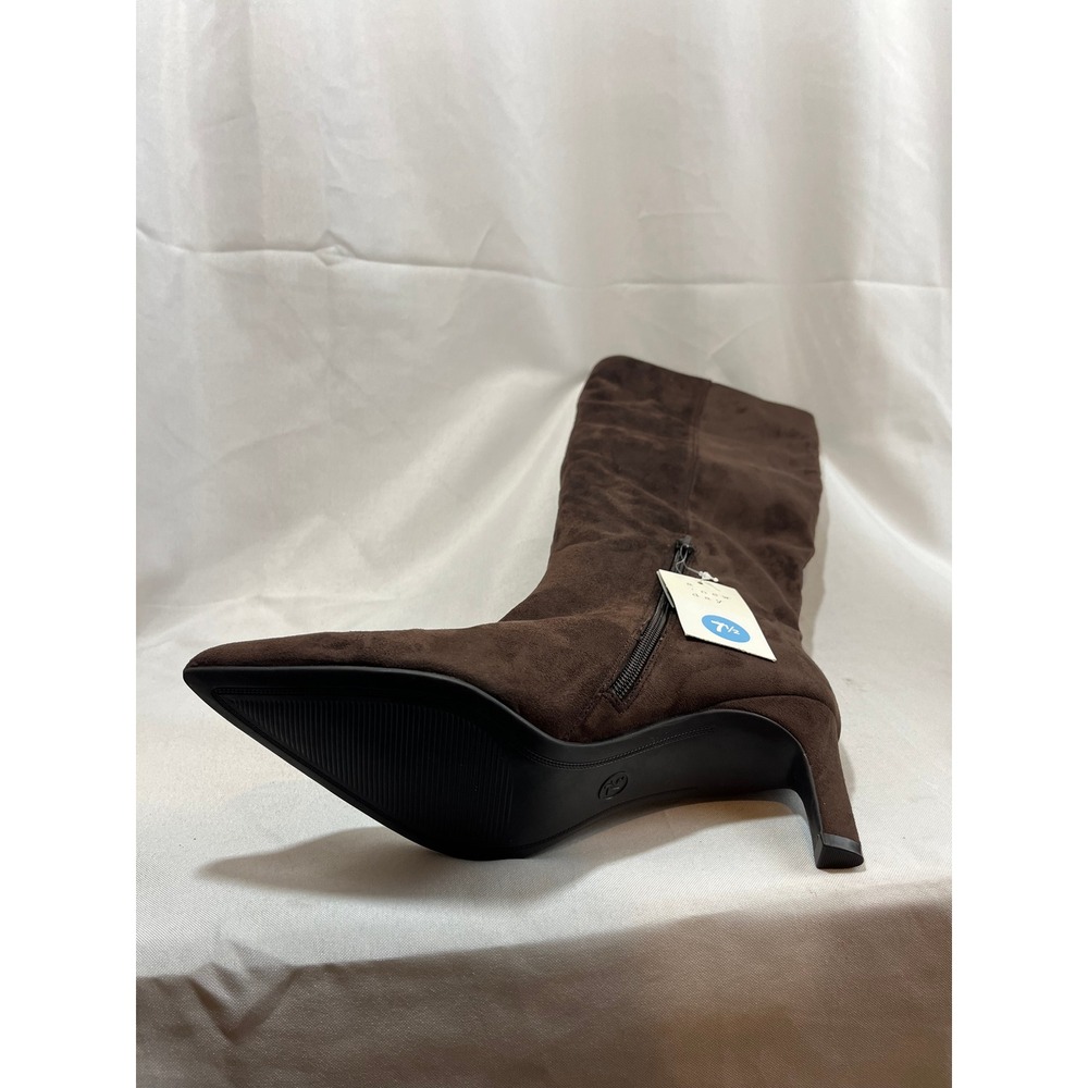 A New Day Womens Faux Suede Pointed Toe Kitten Heel Tall Dress Boots Brown 7.5 - Picture 7 of 7